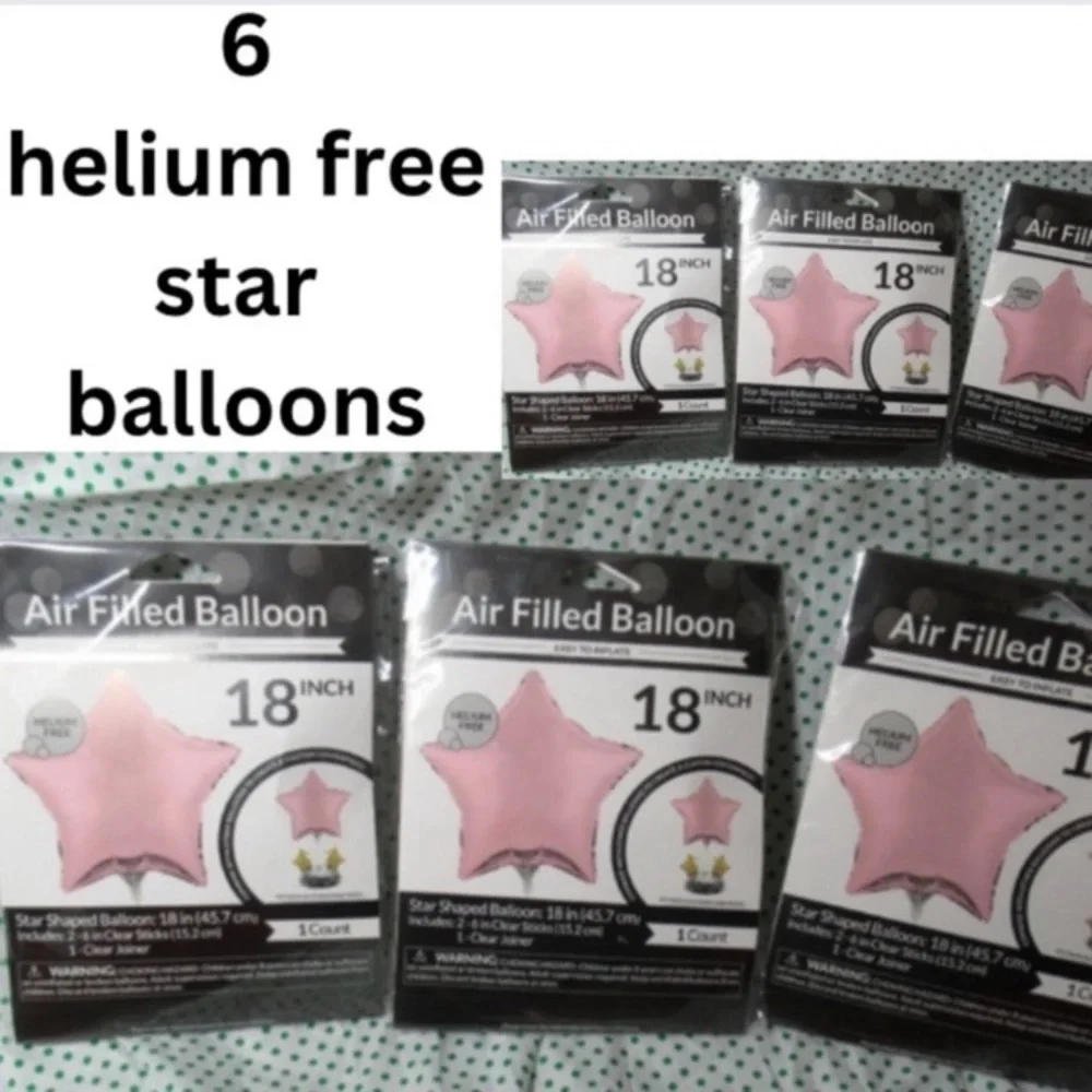 6 balloons helium free pink star balloon 18in each blow them up yourself party